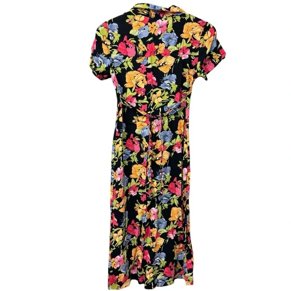 Vintage Dressing Clio button down 90s floral dress, petite small - Picture 2 of 11